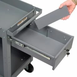 Global Industrial™ Stock Cart w/1 Drawer & 2 Shelves, 800 lb. Cap, 30"L x 16"W x 32"H, Gray -Utility Carts Elegant store 988836 07 1