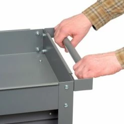 Global Industrial™ Stock Cart w/1 Drawer & 2 Shelves, 500 lb. Cap, 30"L x 16"W x 32"H, Gray -Utility Carts Elegant store 988836 09