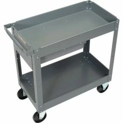 Global Industrial™ Stock Cart w/1 Drawer & 2 Shelves, 800 lb. Cap, 30"L x 16"W x 32"H, Gray -Utility Carts Elegant store 988836 10 1