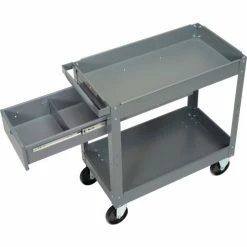 Global Industrial™ Stock Cart w/1 Drawer & 2 Shelves, 800 lb. Cap, 30"L x 16"W x 32"H, Gray -Utility Carts Elegant store 988836 11 1