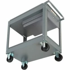 Global Industrial™ Stock Cart w/1 Drawer & 2 Shelves, 800 lb. Cap, 30"L x 16"W x 32"H, Gray -Utility Carts Elegant store 988836 12 1