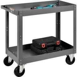 Global Industrial Steel Stock Cart w/2 Shelves, 800 lb. Capacity, 30"L x 16"W x 32"H