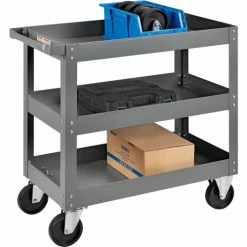 Global Industrial™ Steel Stock Cart w/3 Shelves, 800 lb. Capacity, 30"L x 16"W x 32"H