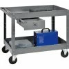Global Industrial™ Stock Cart w/1 Drawer & 2 Shelves, 500 lb. Cap, 36"L x 24"W x 32"H, Gray