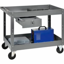 Global Industrial™ Stock Cart w/1 Drawer & 2 Shelves, 500 lb. Cap, 36"L x 24"W x 32"H, Gray