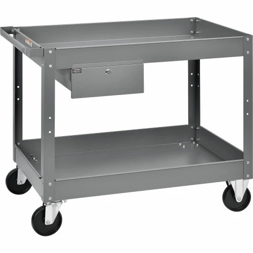 Global Industrial Stock Cart w/1 Drawer & 2 Shelves, 500 lb. Cap, 36"L x 24"W x 32"H, Gray 2 Global Industrial Stock Cart w/1 Drawer & 2 Shelves, 500 lb. Cap, 36"L x 24"W x 32"H, Gray - Image 2