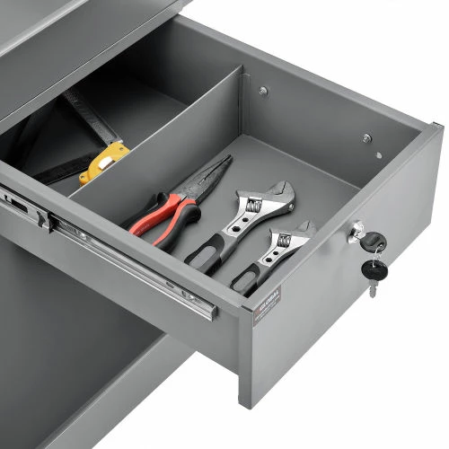 Global Industrial Stock Cart w/1 Drawer & 2 Shelves, 500 lb. Cap, 36"L x 24"W x 32"H, Gray 5 Global Industrial Stock Cart w/1 Drawer & 2 Shelves, 500 lb. Cap, 36"L x 24"W x 32"H, Gray - Image 5