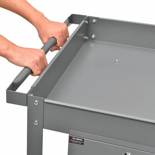 Global Industrial Stock Cart w/1 Drawer & 2 Shelves, 500 lb. Cap, 36"L x 24"W x 32"H, Gray 7 Global Industrial Stock Cart w/1 Drawer & 2 Shelves, 500 lb. Cap, 36"L x 24"W x 32"H, Gray - Image 7