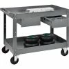 Global Industrial™ Stock Cart w/2 Drawers & 2 Shelves, 500 lb. Cap, 36"L x 24"W x 32"H, Gray