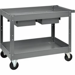 Global Industrial™ Stock Cart w/2 Drawers & 2 Shelves, 500 lb. Cap, 36"L x 24"W x 32"H, Gray -Utility Carts Elegant store 988842 03