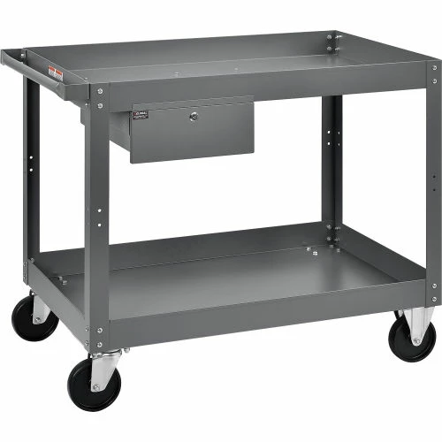 Global Industrial Stock Cart w/1 Drawer & 2 Shelves, 800 lb. Cap, 36"L x 24"W x 32"H, Gray 2 Global Industrial Stock Cart w/1 Drawer & 2 Shelves, 800 lb. Cap, 36"L x 24"W x 32"H, Gray - Image 2