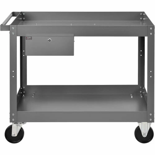 Global Industrial Stock Cart w/1 Drawer & 2 Shelves, 800 lb. Cap, 36"L x 24"W x 32"H, Gray 3 Global Industrial Stock Cart w/1 Drawer & 2 Shelves, 800 lb. Cap, 36"L x 24"W x 32"H, Gray - Image 3