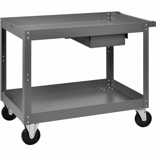 Global Industrial Stock Cart w/1 Drawer & 2 Shelves, 800 lb. Cap, 36"L x 24"W x 32"H, Gray 4 Global Industrial Stock Cart w/1 Drawer & 2 Shelves, 800 lb. Cap, 36"L x 24"W x 32"H, Gray - Image 4