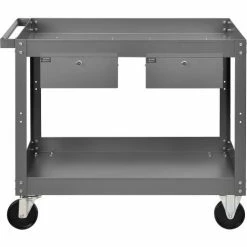 Global Industrial™ Stock Cart w/2 Drawers & 2 Shelves, 800 lb. Cap, 36"L x 24"W x 32"H, Gray -Utility Carts Elegant store 988846 02