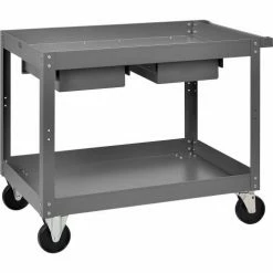 Global Industrial™ Stock Cart w/2 Drawers & 2 Shelves, 800 lb. Cap, 36"L x 24"W x 32"H, Gray -Utility Carts Elegant store 988846 03