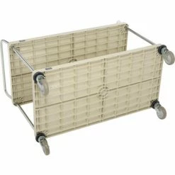 Nexel® Plastic Utility Cart w/2 Shelves & Poly Casters, 600 lb. Cap, 48"L x 24"W x 39"H, Tan -Utility Carts Elegant store B2256446 03