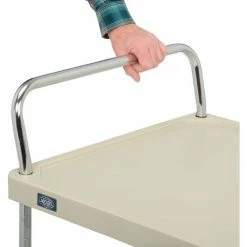 Nexel® Plastic Utility Cart w/2 Shelves & Poly Casters, 600 lb. Cap, 48"L x 24"W x 39"H, Tan -Utility Carts Elegant store B2256446 08