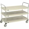 Nexel® Plastic Utility Cart w/3 Shelves & Poly Casters, 900 lb. Cap, 48"L x 24"W x 39"H, Tan
