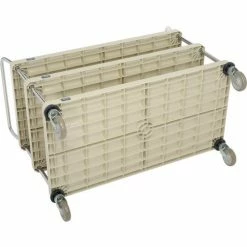 Nexel® Plastic Utility Cart w/3 Shelves & Poly Casters, 900 lb. Cap, 48"L x 24"W x 39"H, Tan -Utility Carts Elegant store B2256467 03
