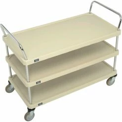 Nexel® Plastic Utility Cart w/3 Shelves & Poly Casters, 900 lb. Cap, 48"L x 24"W x 39"H, Tan -Utility Carts Elegant store B2256467 04