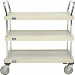 Nexel® Plastic Utility Cart w/3 Shelves & Poly Casters, 900 lb. Cap, 36"L x 18"W x 39"H, Tan -Utility Carts Elegant store B2256702 02