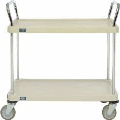 Nexel® Plastic Utility Cart w/2 Shelves & Poly Casters, 600 lb. Cap, 36"L x 18"W x 39"H, Tan -Utility Carts Elegant store B2256740 02