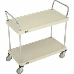 Nexel® Plastic Utility Cart w/2 Shelves & Poly Casters, 600 lb. Cap, 36"L x 18"W x 39"H, Tan -Utility Carts Elegant store B2256740 04