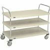 Nexel® Plastic Utility Cart w/3 Shelves & Poly Brake Casters, 900 lb. Cap, 48"L x 24"W x 39"H