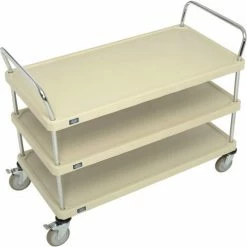 Nexel® Plastic Utility Cart w/3 Shelves & Poly Brake Casters, 900 lb. Cap, 48"L x 24"W x 39"H -Utility Carts Elegant store B2276530 04