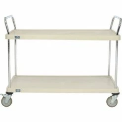 Nexel® Plastic Utility Cart w/2 Shelves & Poly Brake Casters, 600 lb. Cap, 48"L x 24"W x 39"H -Utility Carts Elegant store B2276531 02