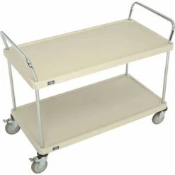 Nexel® Plastic Utility Cart w/2 Shelves & Poly Brake Casters, 600 lb. Cap, 48"L x 24"W x 39"H -Utility Carts Elegant store B2276531 04