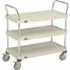 Nexel® Plastic Utility Cart w/3 Shelves & Poly Brake Casters, 900 lb. Cap, 36"L x 18"W x 39"H