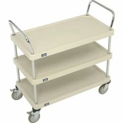 Nexel® Plastic Utility Cart w/3 Shelves & Poly Brake Casters, 900 lb. Cap, 36"L x 18"W x 39"H -Utility Carts Elegant store B2276541 04
