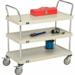 Nexel® Plastic Utility Cart w/3 Shelves & Poly Brake Casters, 900 lb. Cap, 36"L x 18"W x 39"H -Utility Carts Elegant store B2276541 06