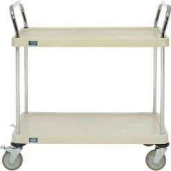 Nexel® Plastic Utility Cart w/2 Shelves & Poly Brake Casters, 600 lb. Cap, 36"L x 18"W x 39"H -Utility Carts Elegant store B2276542 02