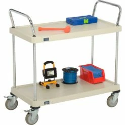 Nexel® Plastic Utility Cart w/2 Shelves & Poly Brake Casters, 600 lb. Cap, 36"L x 18"W x 39"H -Utility Carts Elegant store B2276542 05