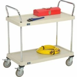 Nexel® Plastic Utility Cart w/2 Shelves & Poly Brake Casters, 600 lb. Cap, 36"L x 18"W x 39"H -Utility Carts Elegant store B2276542 06
