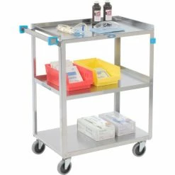 Lakeside® Steel Utility Cart w/3 Shelves, 300 lb. Capacity, 30-3/4"L x 18-3/8"W x 33"H -Utility Carts Elegant store B236493 02 1