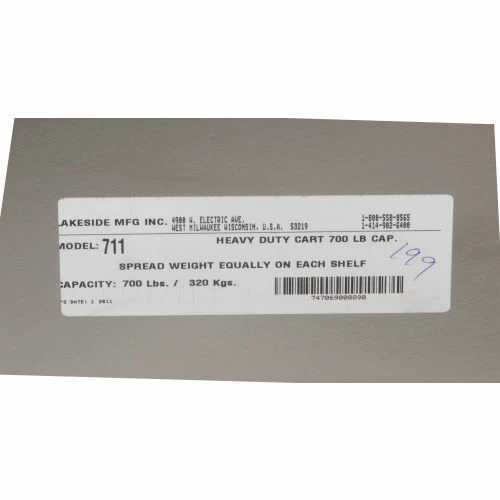 Lakeside® Steel Utility Cart w/3 Shelves, 700 lb. Cap, 37-1/8"L x 22-3/8"W x 37-1/8"H 34 Lakeside® Steel Utility Cart w/3 Shelves, 700 lb. Cap, 37-1/8"L x 22-3/8"W x 37-1/8"H - Image 34