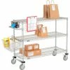 Nexelate® Curbside Cart w/3 Wire Shelves & Polyurethane Casters, 48"L x 18"W x 40"H