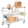 Nexel® Chrome Curbside Cart w/Shelves & Polyurethane Casters, 48"L x 18"W x 40"H