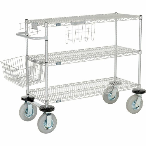 Nexelate® Curbside Cart w/3 Wire Shelves & Pneumatic Casters, 48"L x 18"W x 43"H 2 Nexelate® Curbside Cart w/3 Wire Shelves & Pneumatic Casters, 48"L x 18"W x 43"H - Image 2