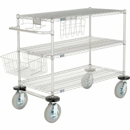 Nexel® Chrome Curbside Cart w/3 Shelves & Pneumatic Casters, 42"L x 18"W x 43"H 2 Nexel® Chrome Curbside Cart w/3 Shelves & Pneumatic Casters, 42"L x 18"W x 43"H - Image 2
