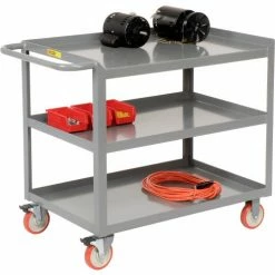 Little Giant® Mobile Workstation w/3 Shelves, 1200 lb. Capacity, 48"L x 24"W x 34"H, Gray -Utility Carts Elegant store B288007 01