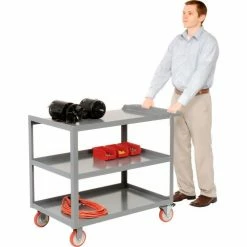 Little Giant® Mobile Workstation w/3 Shelves, 1200 lb. Capacity, 36"L x 24"W x 34"H, Gray -Utility Carts Elegant store B288007 03 1