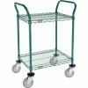 Nexel® Utility Cart, 2 Shelf, Poly-Green®, 24"L x 18"W x 39"H, Polyurethane Swivel Casters