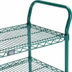 Nexel® Utility Cart, 3 Shelf, Poly-Green®, 24"L x 18"W x 39"H, Polyurethane Brake Casters -Utility Carts Elegant store B3050282 02