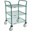 Nexel® Utility Cart, 3 Shelf, Poly-Green®, 24"L x 24"W x 39"H, Polyurethane Swivel Casters