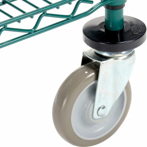 Nexel® Utility Cart, 3 Shelf, Poly-Green®, 24"L x 24"W x 39"H, Polyurethane Swivel Casters 5 Nexel® Utility Cart, 3 Shelf, Poly-Green®, 24"L x 24"W x 39"H, Polyurethane Swivel Casters - Image 5