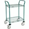 Nexel® Utility Cart, 2 Shelf, Poly-Green®, 24"L x 18"W x 39"H, Polyurethane Brake Casters